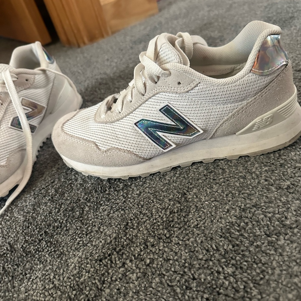New Balance Cream Sneakers with Holographic Detail